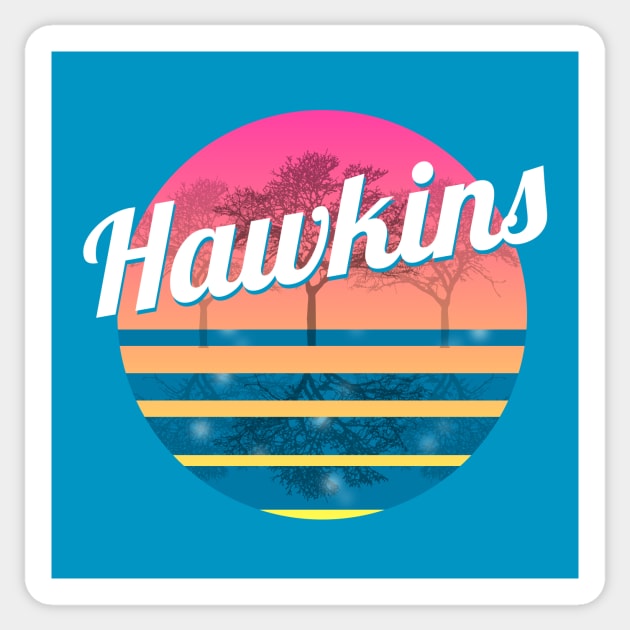 Hawkins - Retro Stranger Things Sticker by ScruffyTees